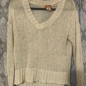 White and silver cropped sweater